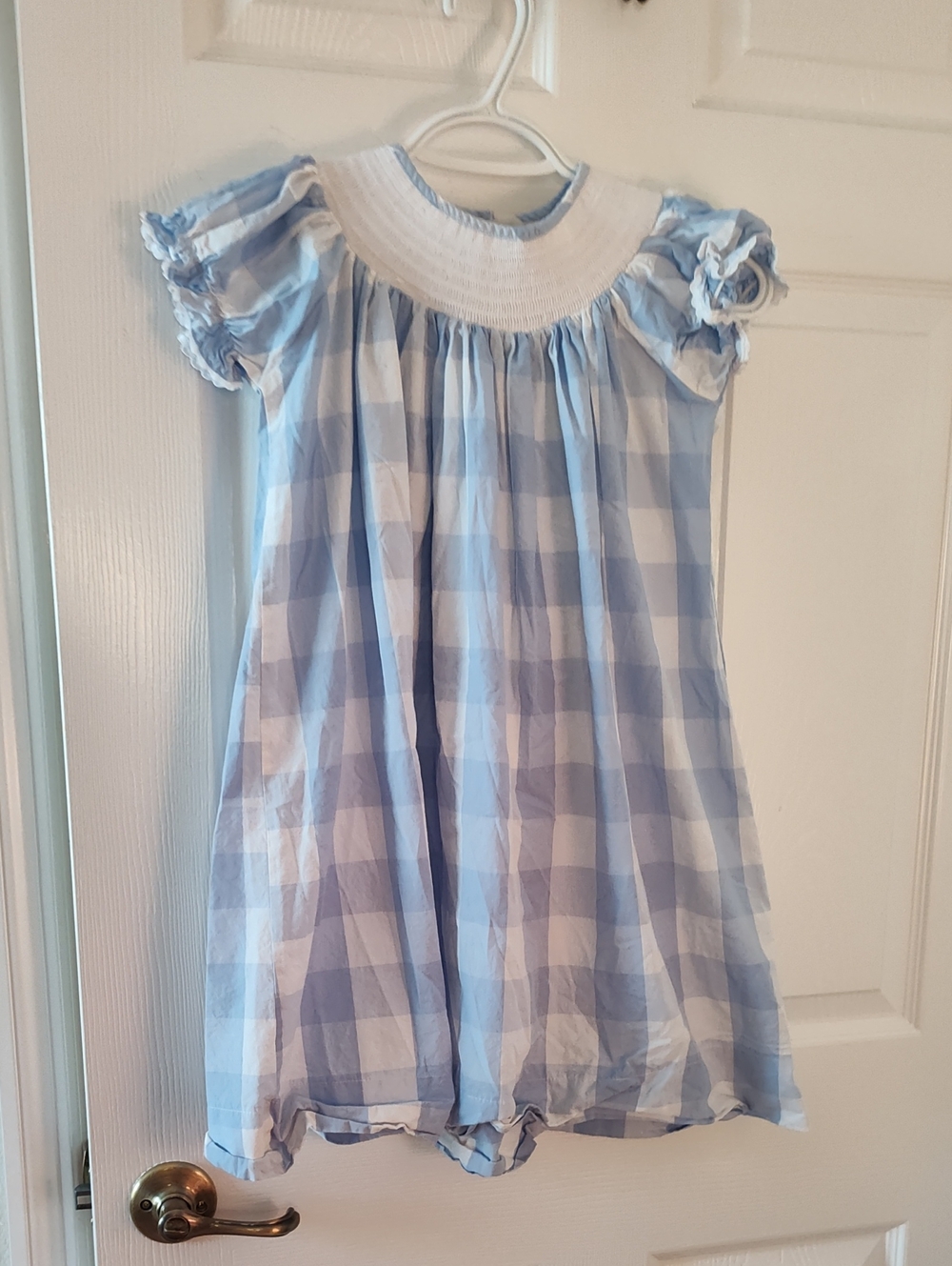 Cactus Girls Blue and White Gingham Smocked Dress